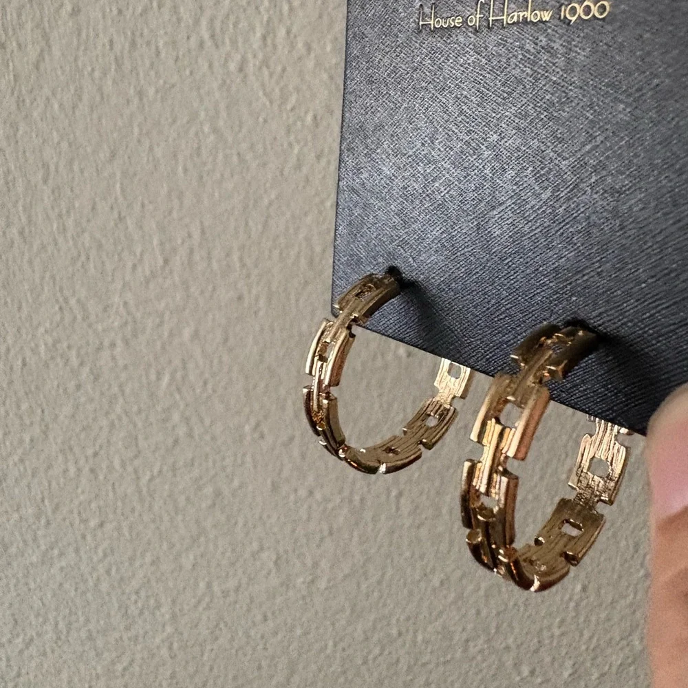 NEW House of Harlow 1960 Gold Hoop Earrings
